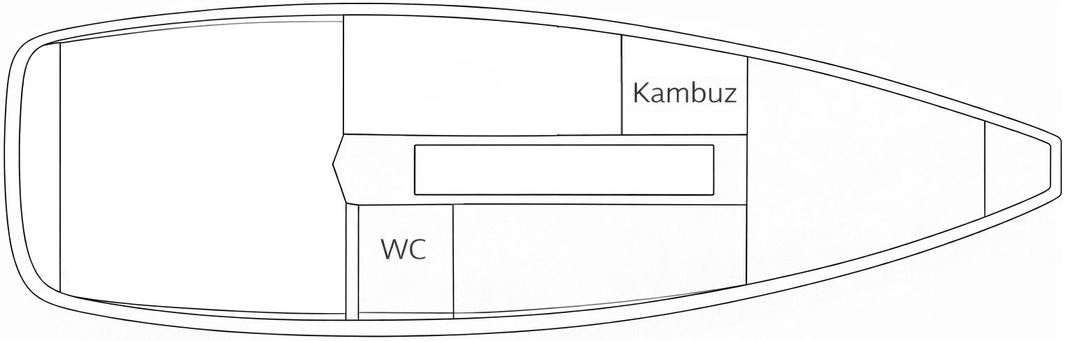 Układ wnętrza jachtu Tango 780