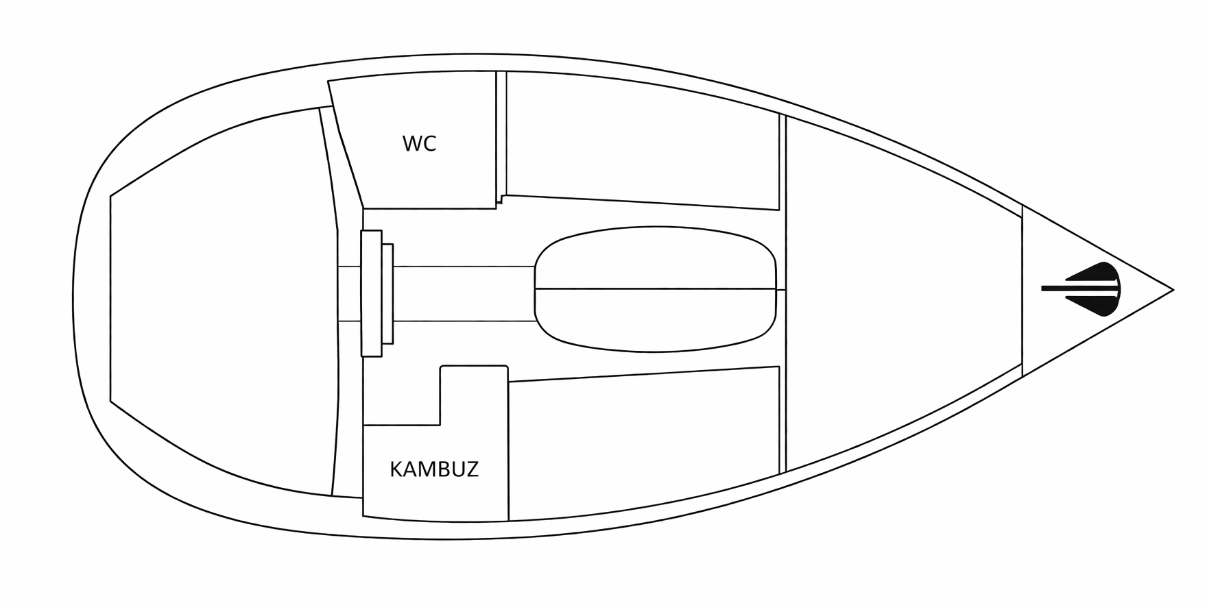 Układ wnętrza jachtu Twister 800N